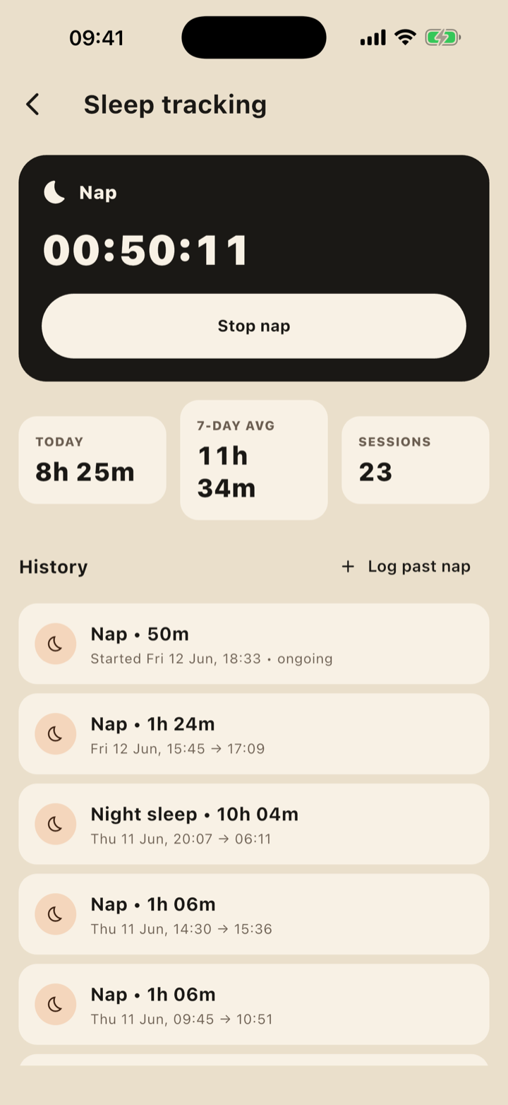 Sleep tracking with daily and weekly averages